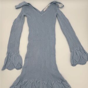 Bell Sleeve Dress Blue Coquette Medium Cottagecore Fairy Whimsical Y2K Babydoll